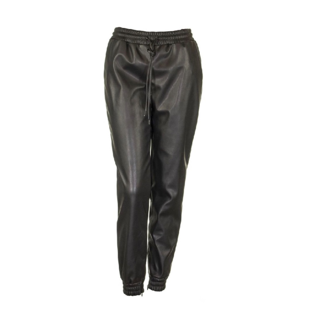 Michael Kors Faux Leather Black Jogger Pants